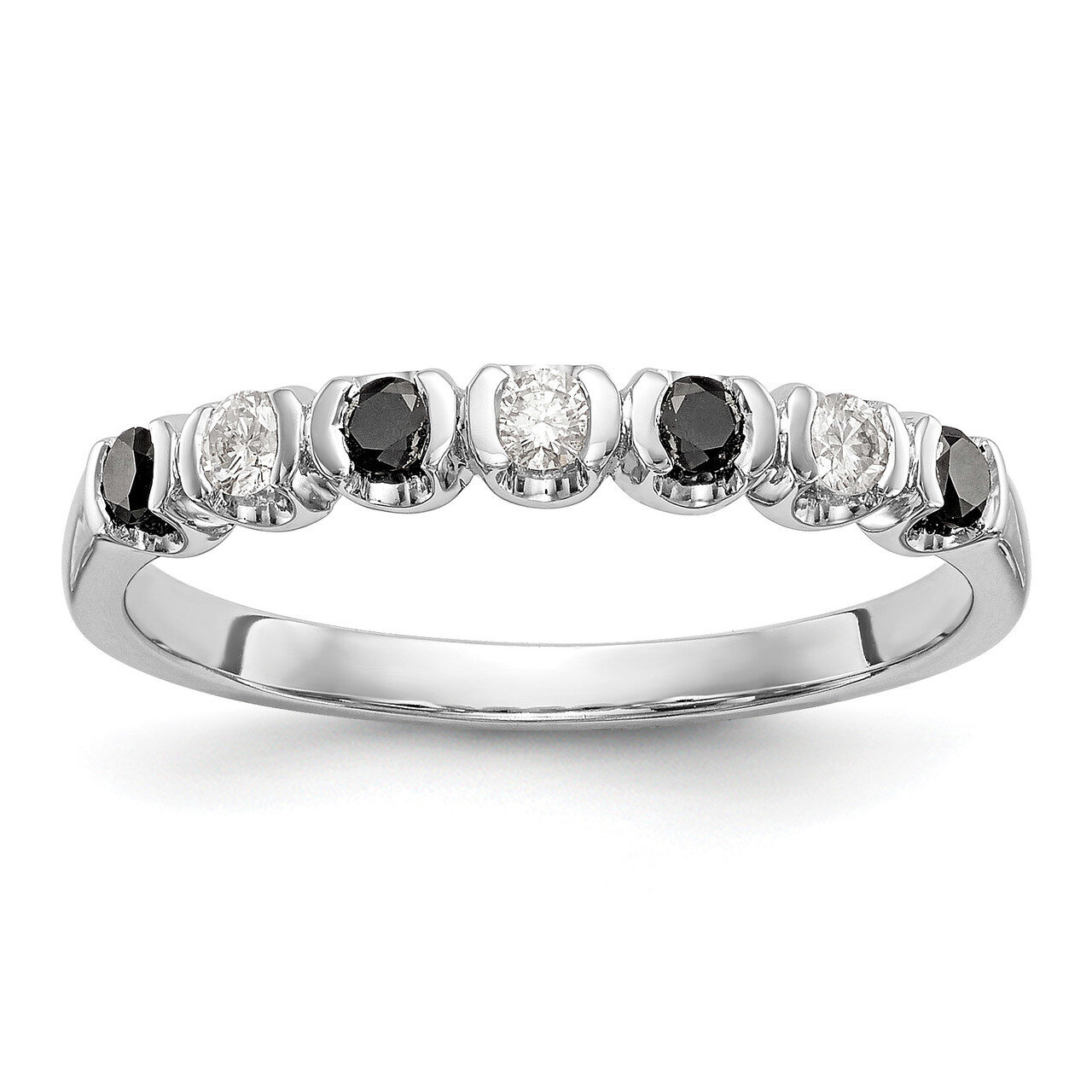 Black &amp; White Diamond Band 14k White Gold RM3439B-BK-025-WAA, MPN: RM3439B-BK-025-WAA, RM3439B-BK-0…