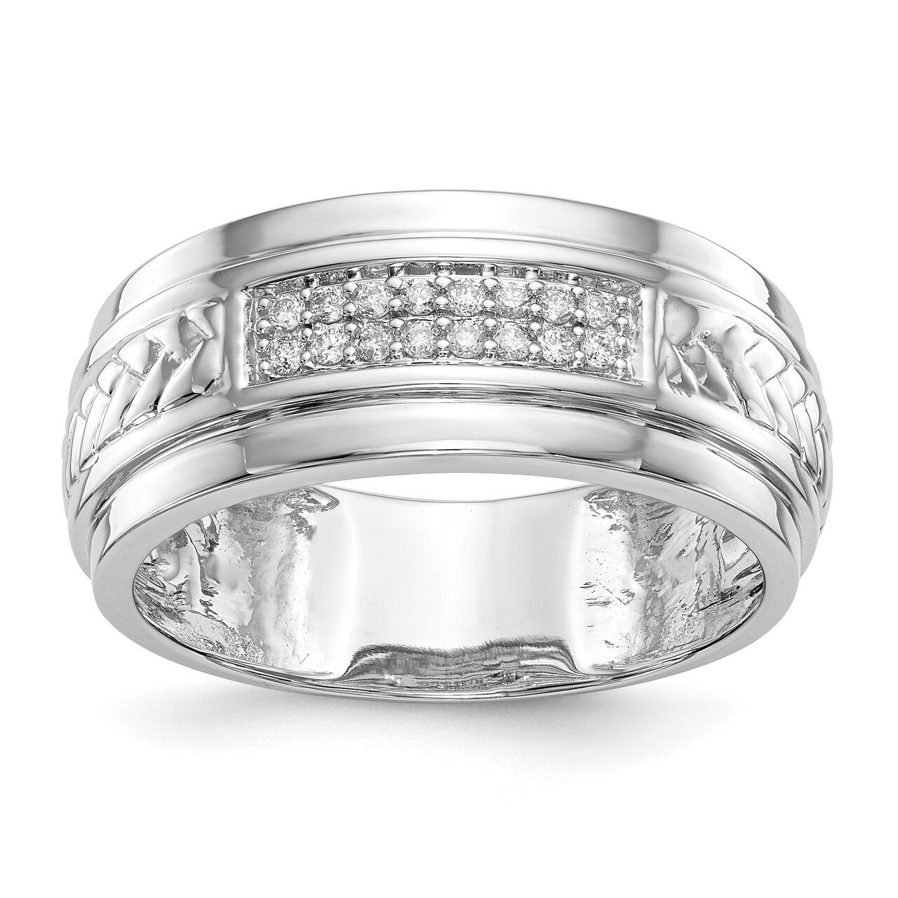 Diamond Trio Men's Wedding Band 14k White Gold RM3162B-G-013-WAA, MPN: RM3162B-G-013-WAA, 883957856…
