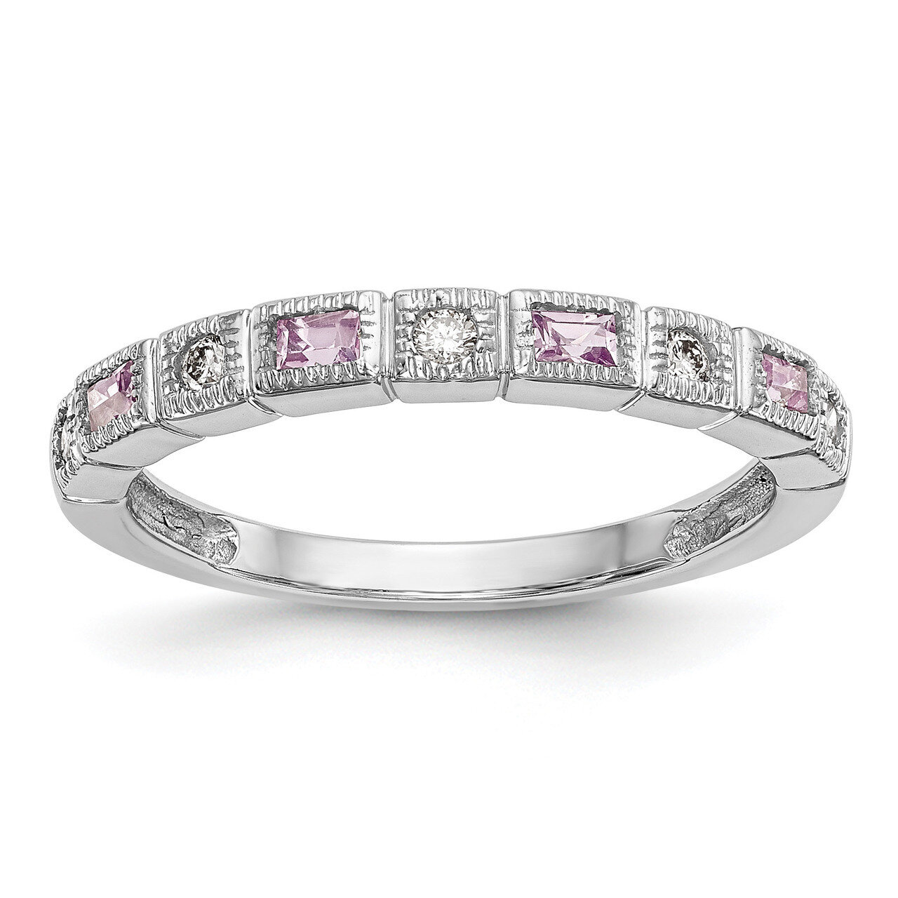 Diamond with Pink Sapphire Band 14k White Gold RM3451B-PSAP-010-WAA