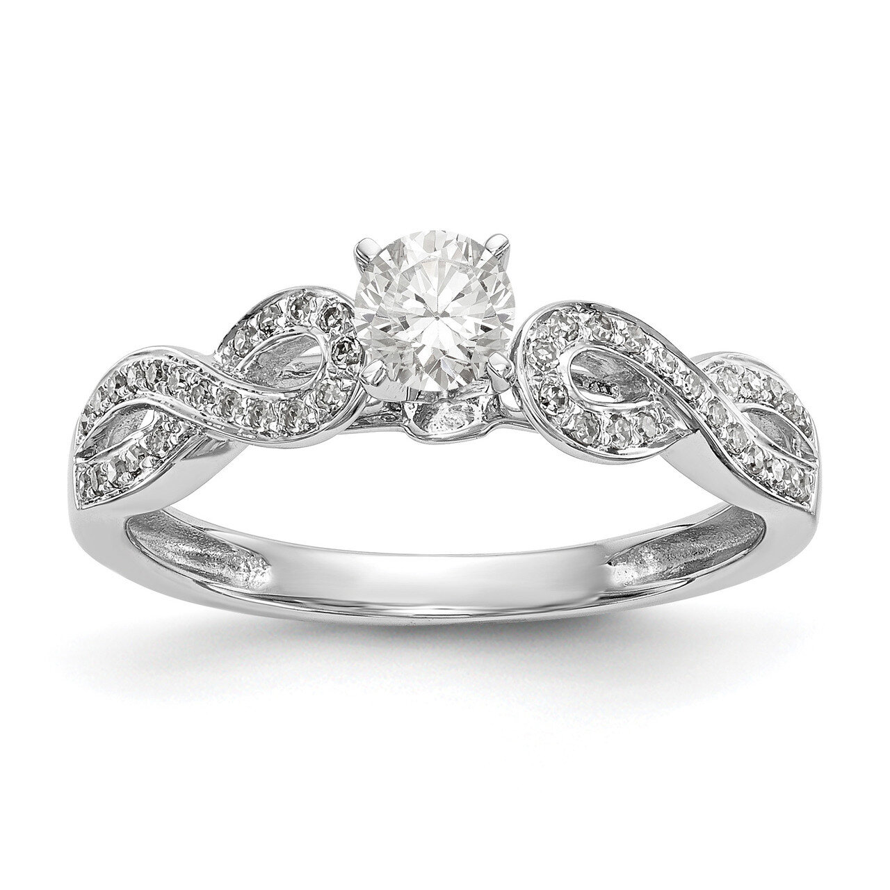 Peg Set Diamond Semi-mount Criss-Cross Engagement Ring 14k White Gold RM2574E-012-WAA