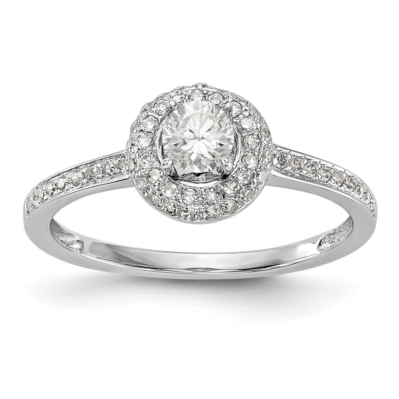 Round Diamond Semi-Mount Halo Engagement Ring 14k White Gold RM2088E-025-WAA