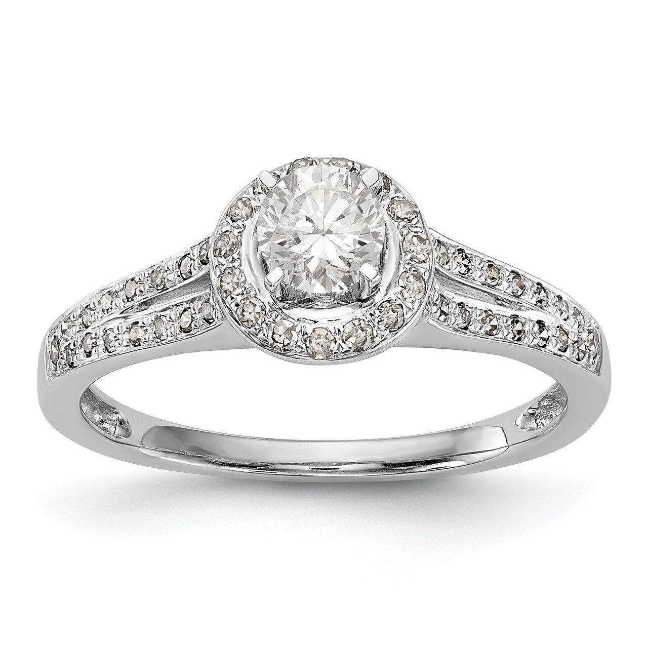 Round Diamond Semi-Mount Halo Engagement Ring 14k White Gold RM2085E-025-WAA, MPN: RM2085E-025-WAA,…