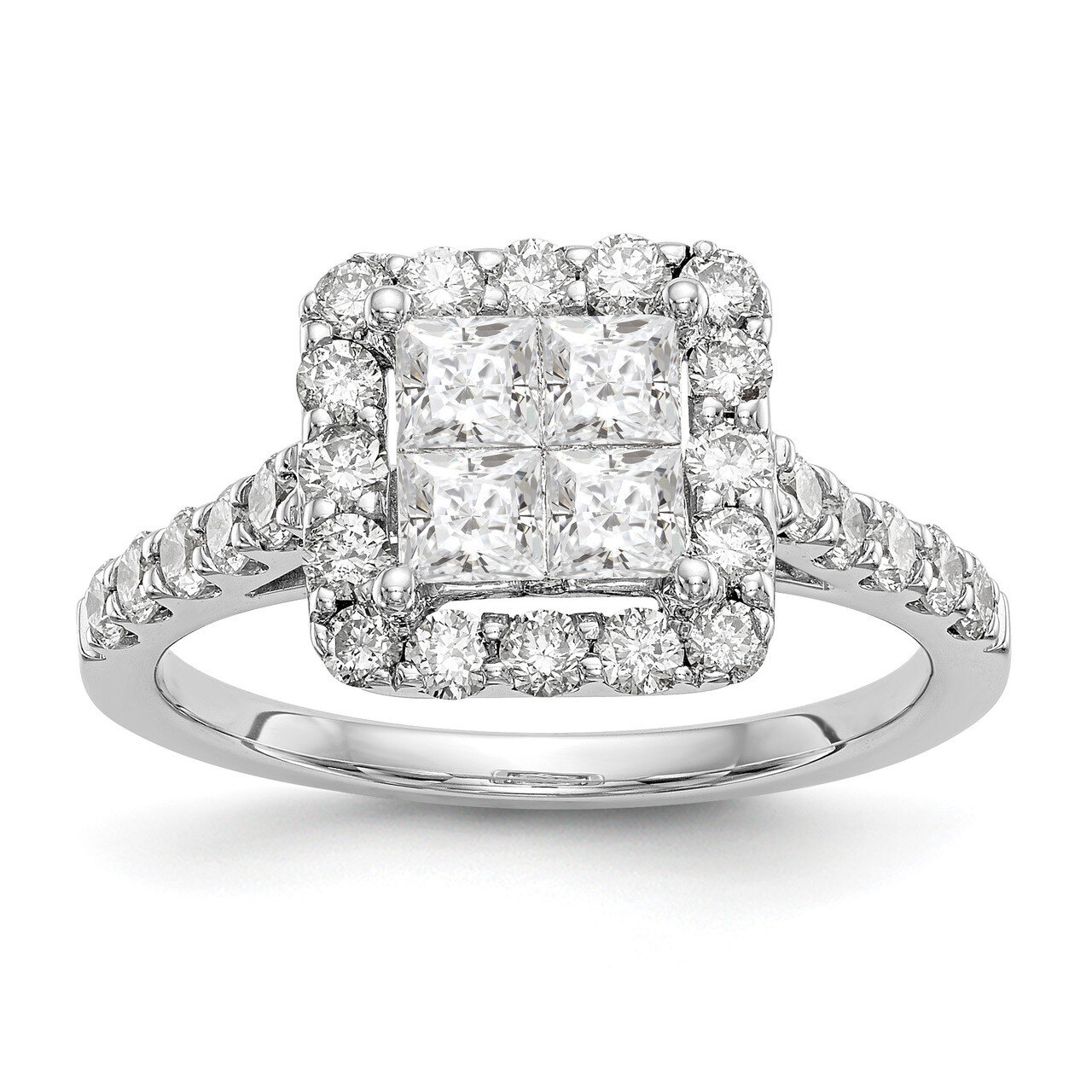 Complete Diamond Cluster Engagement Ring 14k White Gold RM2377E-150-WAA