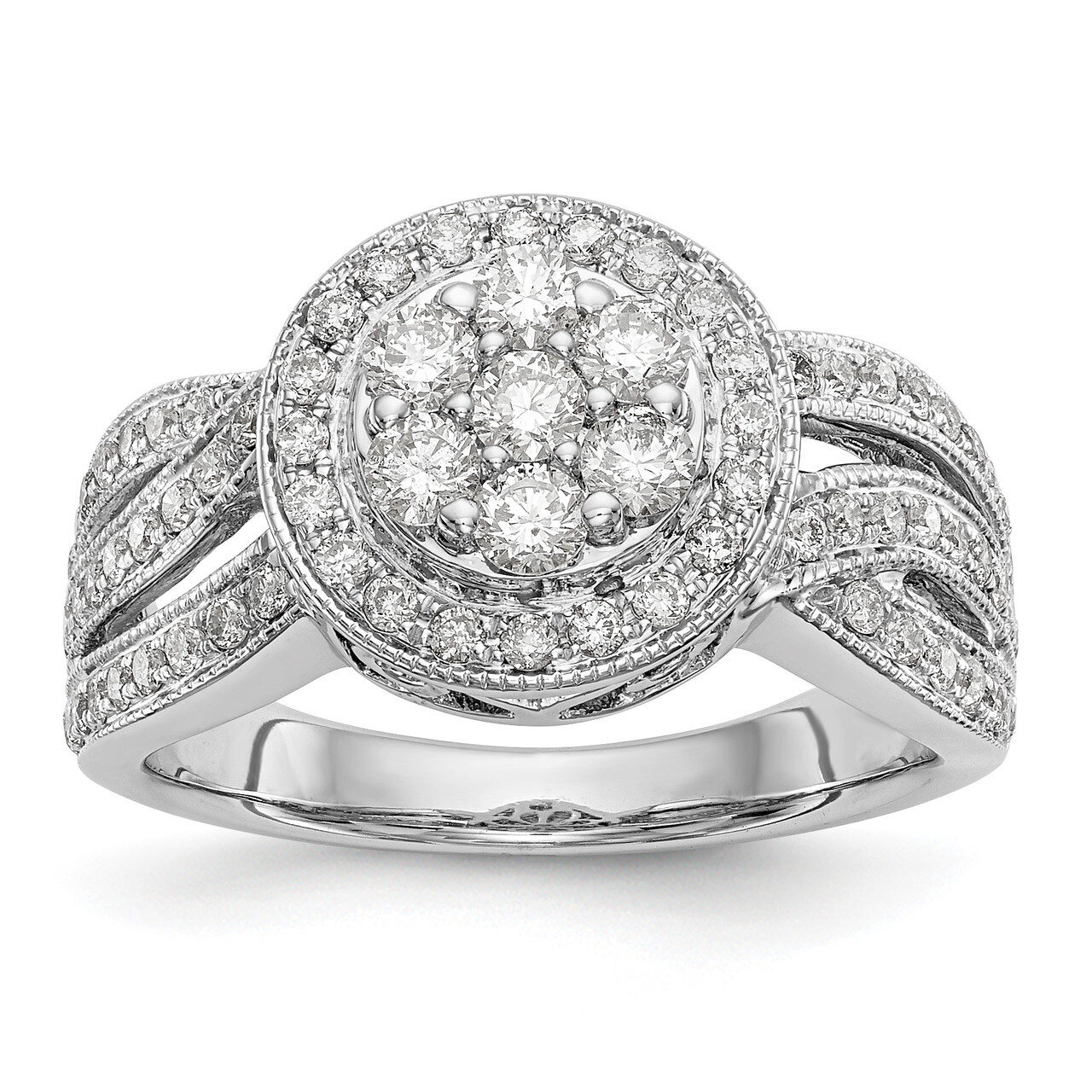 Complete Diamond Cluster Engagement Ring 14k White Gold RM2367E-100-WAA, MPN: RM2367E-100-WAA, RM23…