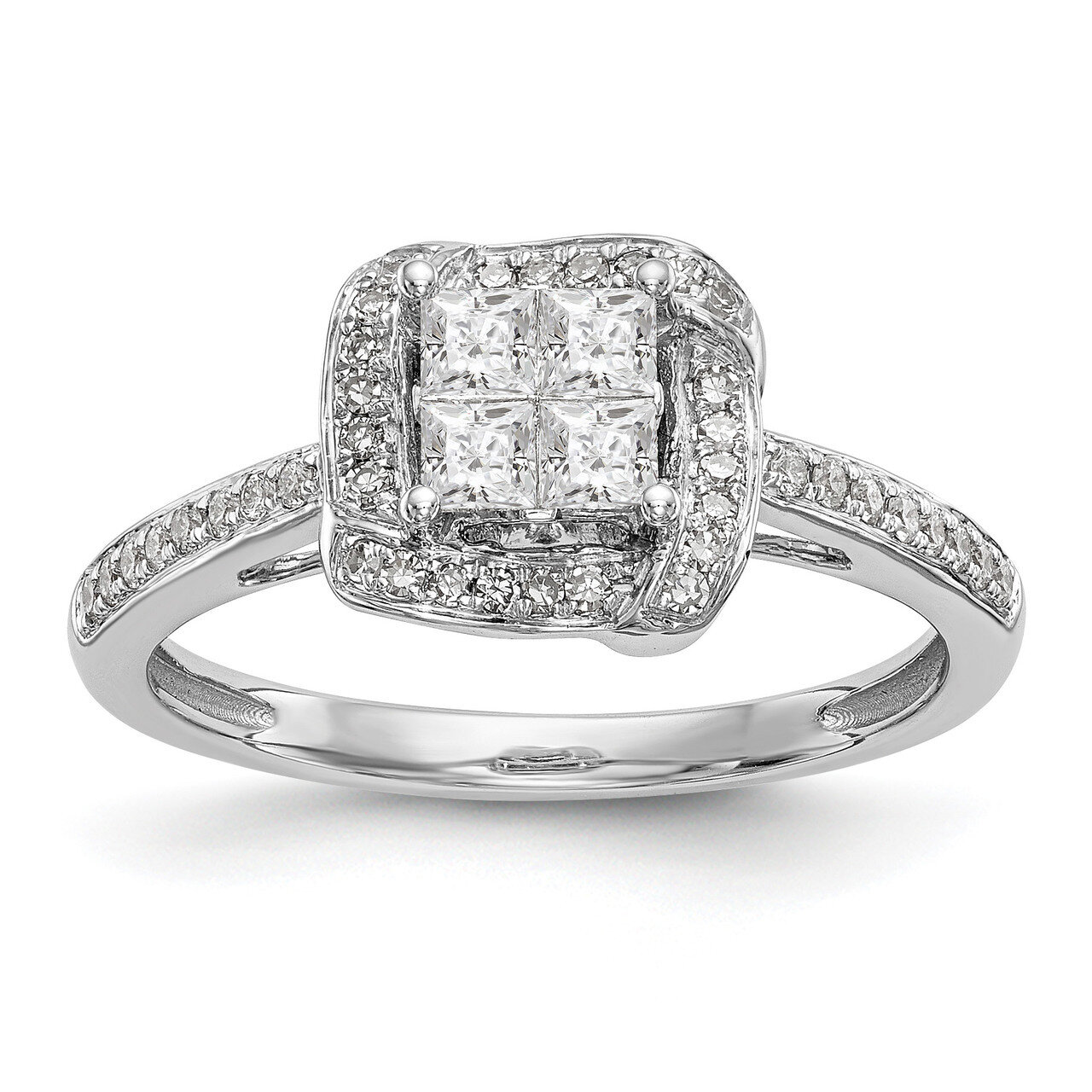 Complete Diamond Cluster Engagement Ring 14k White Gold RM2370E-050-WAA, MPN: RM2370E-050-WAA, RM23…