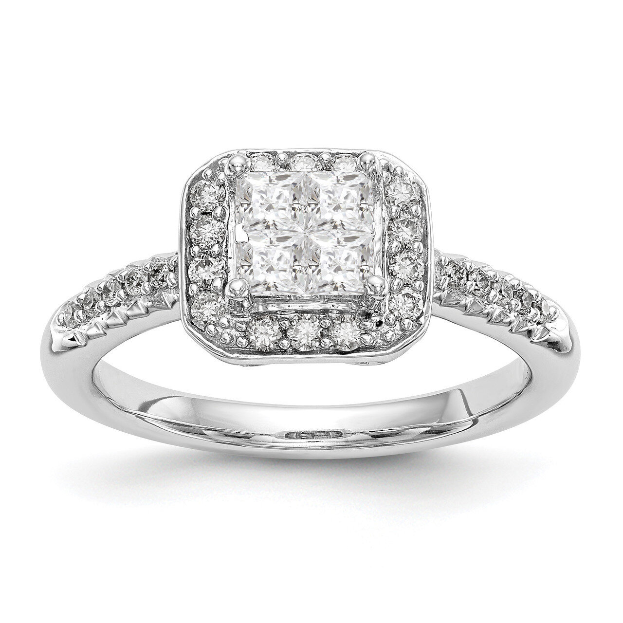 Complete Diamond Cluster Engagement Ring 14k White Gold RM2373E-060-WAA