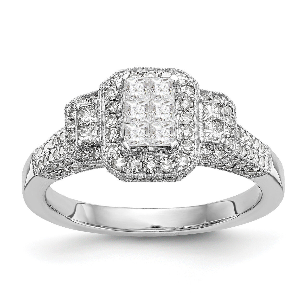 Complete Diamond Cluster Engagement Ring 14k White Gold RM2392E-085-WAA, MPN: RM2392E-085-WAA, RM23…