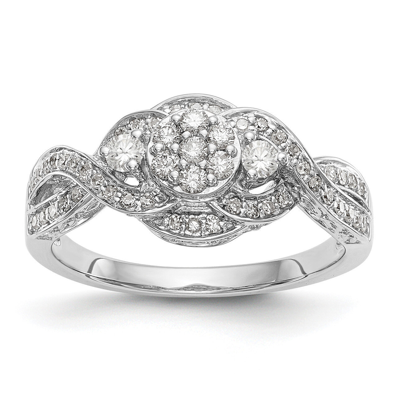 Complete Diamond Cluster Engagement Ring 14k White Gold RM2360E-040-WAA
