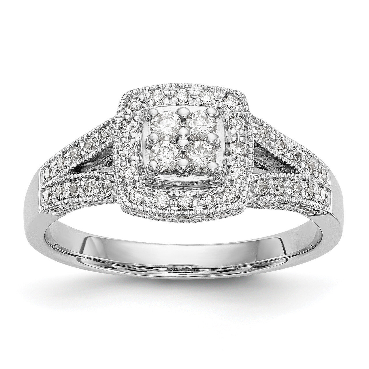 Complete Diamond Cluster Engagement Ring 14k White Gold RM2391E-050-WAA, MPN: RM2391E-050-WAA, 8839…