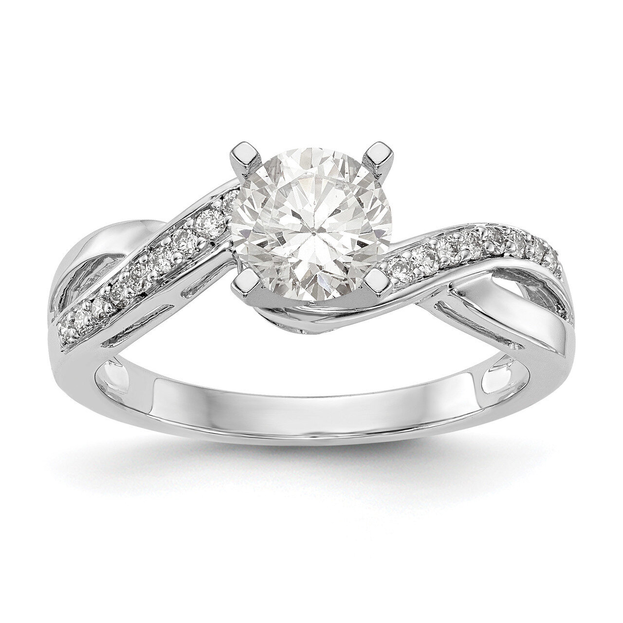 Peg Set Diamond Semi-mount Criss-Cross Engagement Ring 14k White Gold RM2537E-025-WAA