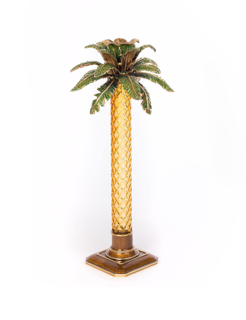 Jay Strongwater Kiana Palm Leaf Jeweled Glass Candlestick Bouquet SDH2457-289