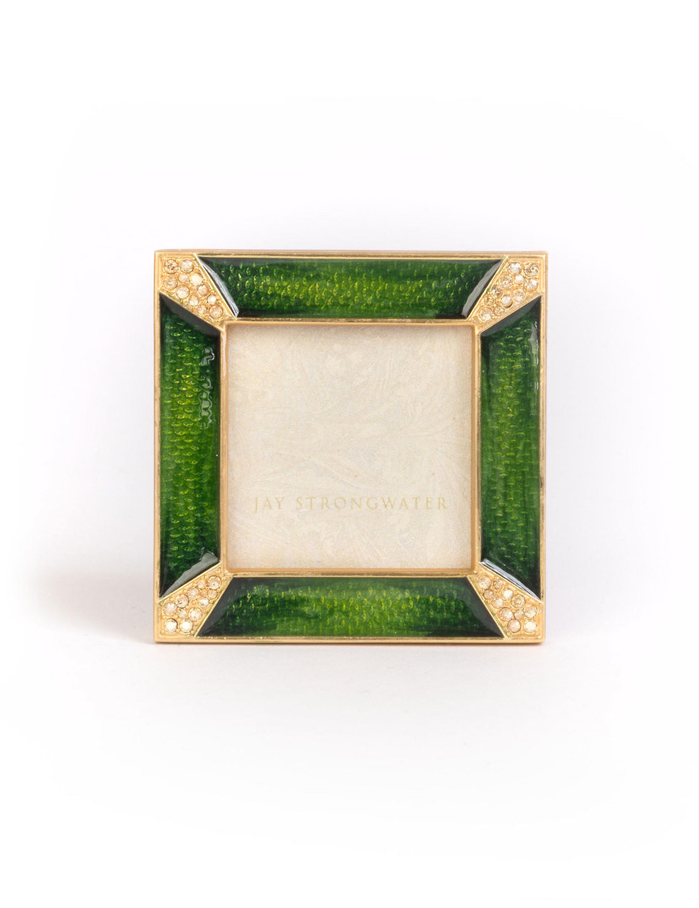 Jay Strongwater Leland Pave Corner 2 Inch Square Picture Frame Emerald SPF5130-242