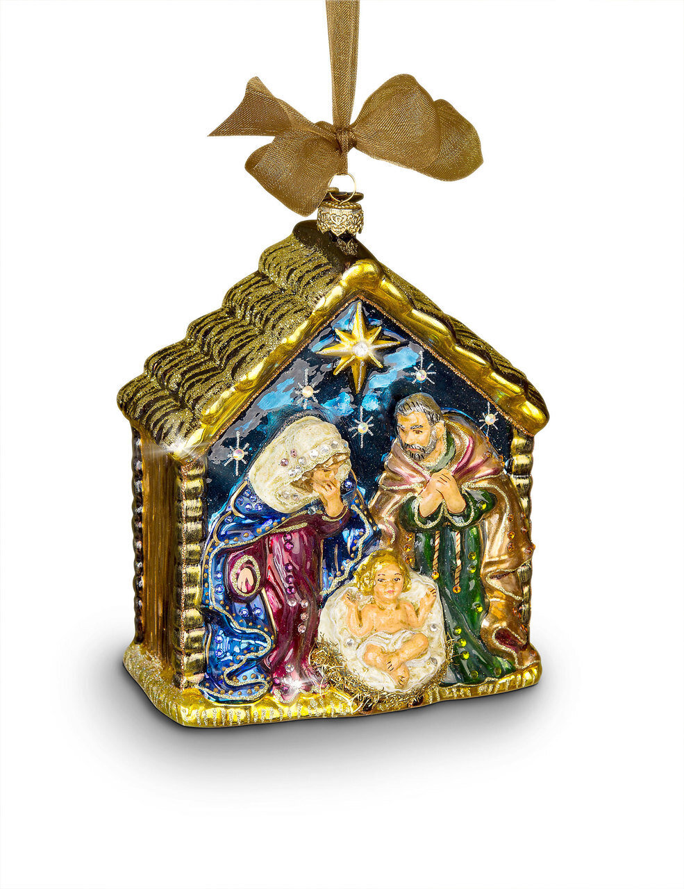 Jay Strongwater Holy Family Glass Ornament Jewel SDH2107-250