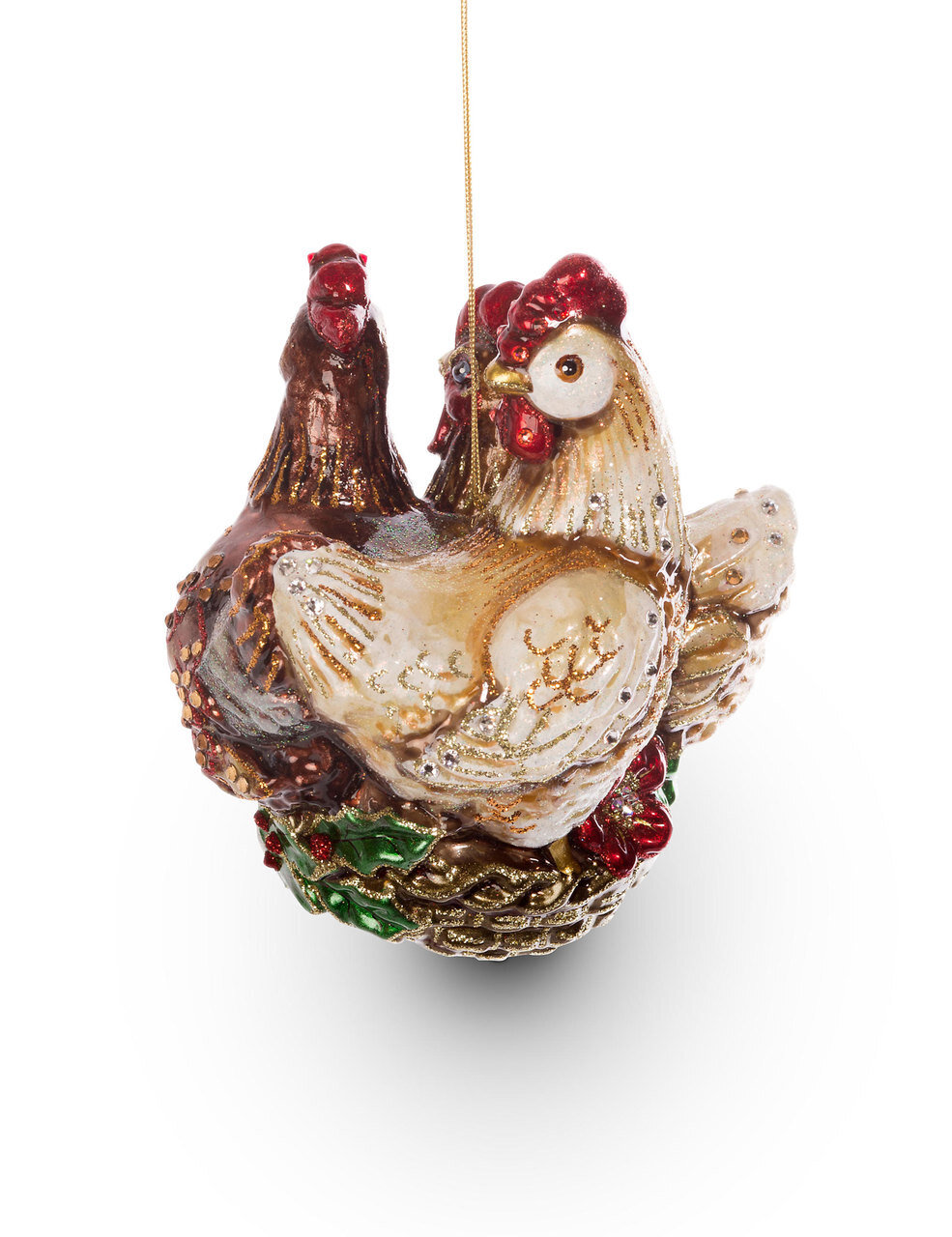 Jay Strongwater Three French Hens Glass Ornament Natural SDH2240-280, MPN: SDH2240-280,