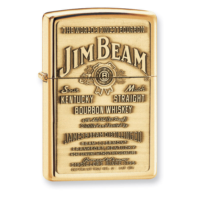 Zippo Jim Beam Emblem High Polished Brass Lighter GL8440