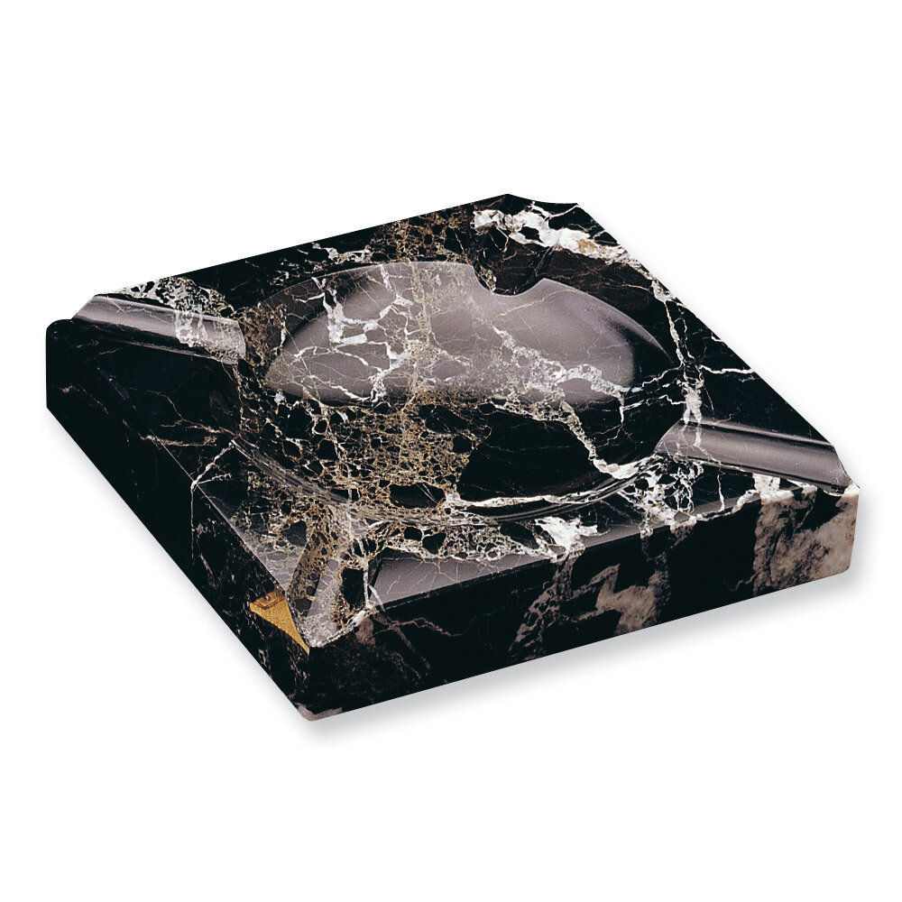 Black Solid Marble Square Cigar Ashtray GL8463, MPN: GL8463, 797140583035