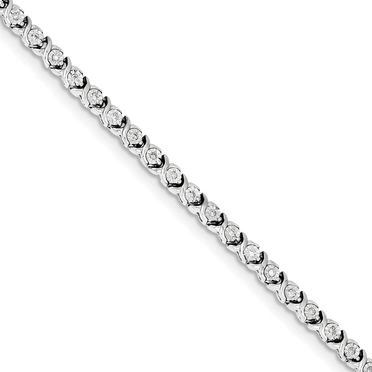 Diamond Tennis Bracelet Sterling Silver Rhodium-plated QDX108, MPN: QDX108, 818050010067