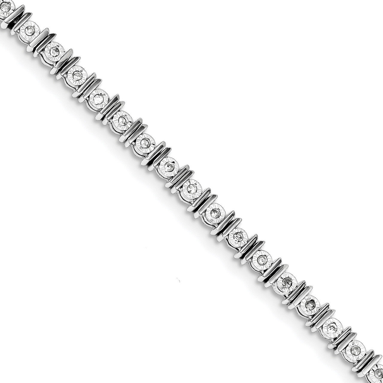 Diamond Tennis Bracelet Sterling Silver Rhodium-plated QDX111, MPN: QDX111, 818050010012