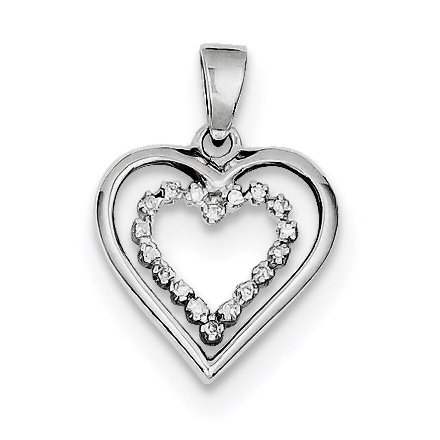 Diamond Heart Pendant Sterling Silver Rhodium QDX206, MPN: QDX206, 883957145594