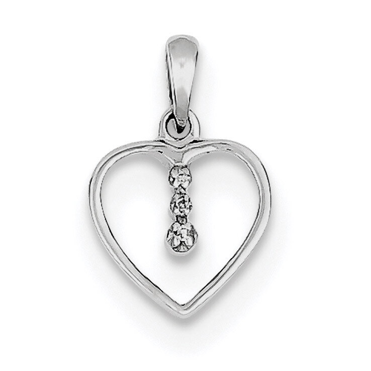 Heart Pendant Sterling Silver Diamond Rhodium QDX232, MPN: QDX232, 883957145624