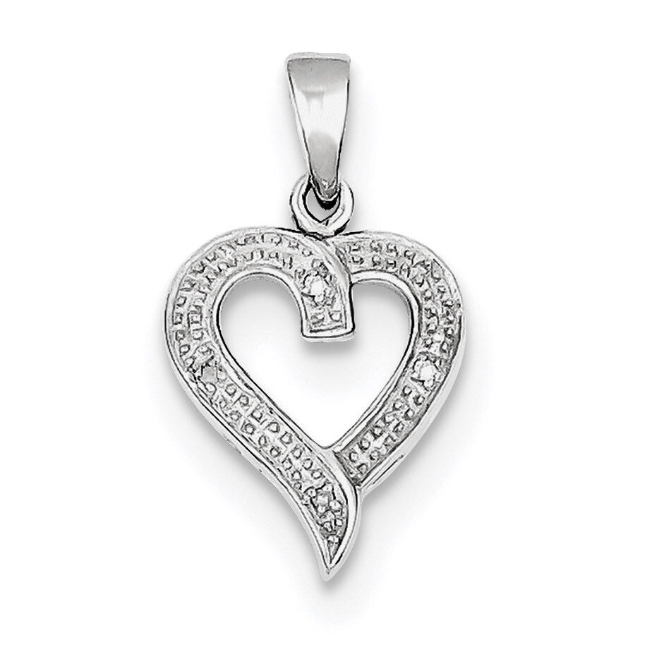 Diamond Heart Pendant Sterling Silver Rhodium QDX236