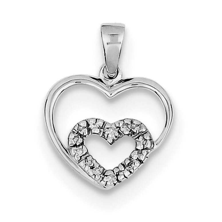 Heart Pendant Sterling Silver Diamond Rhodium QDX263, MPN: QDX263, 883957145686