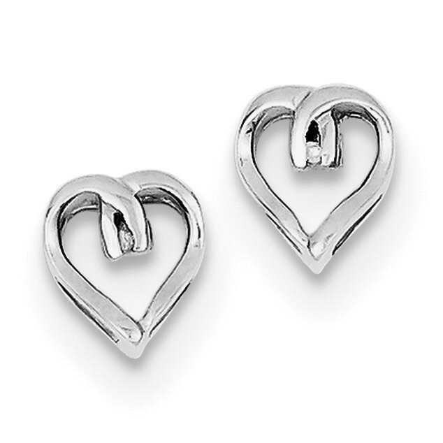 Diamond Heart Post Earrings Sterling Silver Rhodium QDX284, MPN: QDX284, 883957479521
