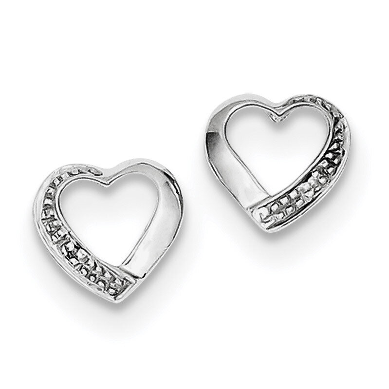 Diamond Heart Post Earrings Sterling Silver Rhodium QDX291, MPN: QDX291, 883957539904