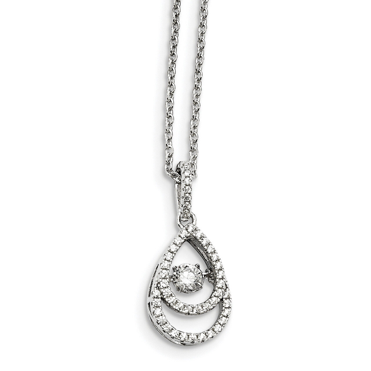 Vibrant CZ Necklace Sterling Silver QMP1397-18, MPN: QMP1397-18, 191101072048