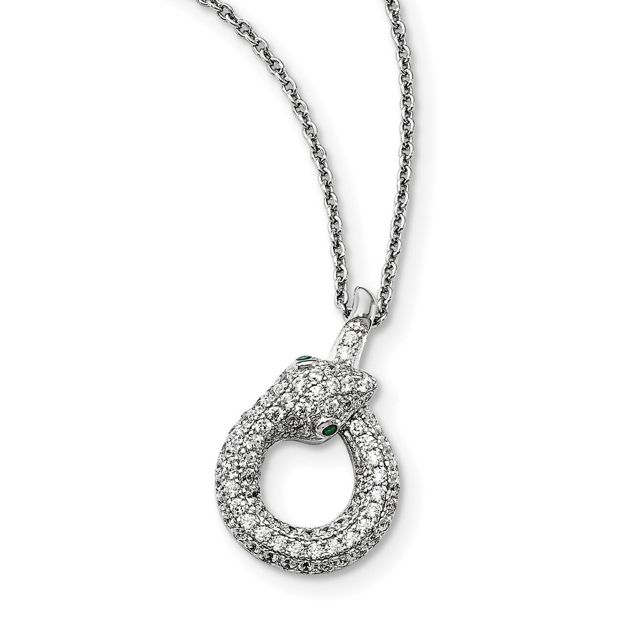 Snake Necklace Sterling Silver CZ QMP1409-18