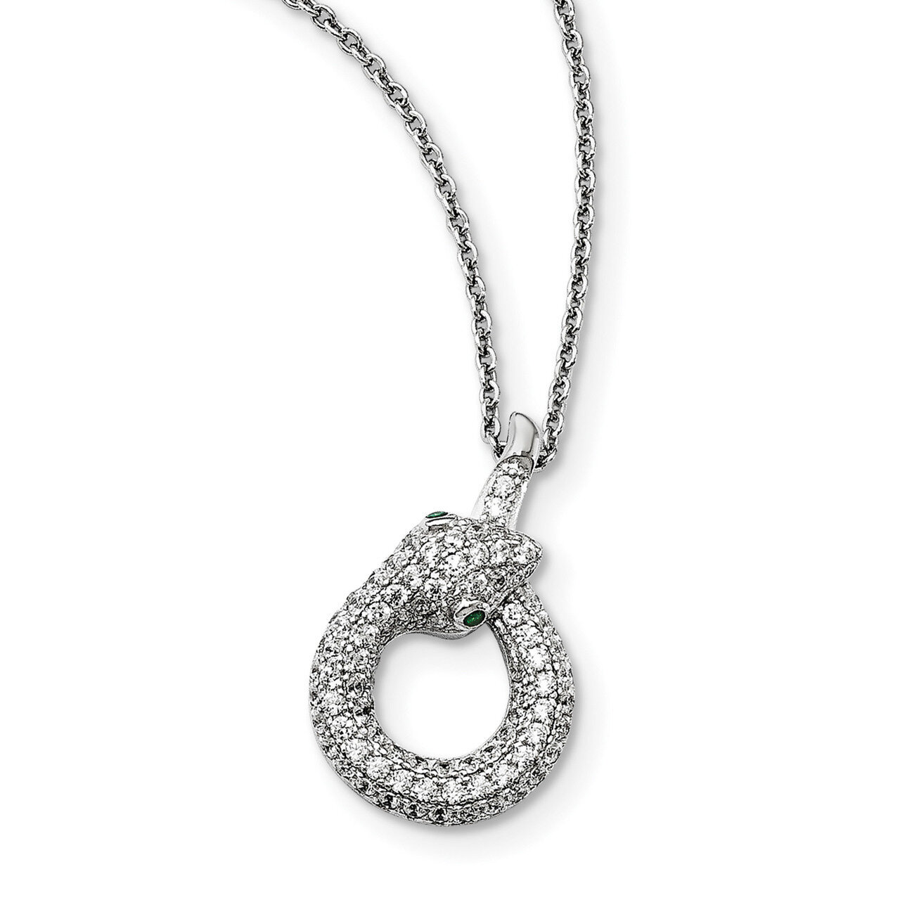 Snake Necklace Sterling Silver CZ QMP1409-18, MPN: QMP1409-18, 191101072208