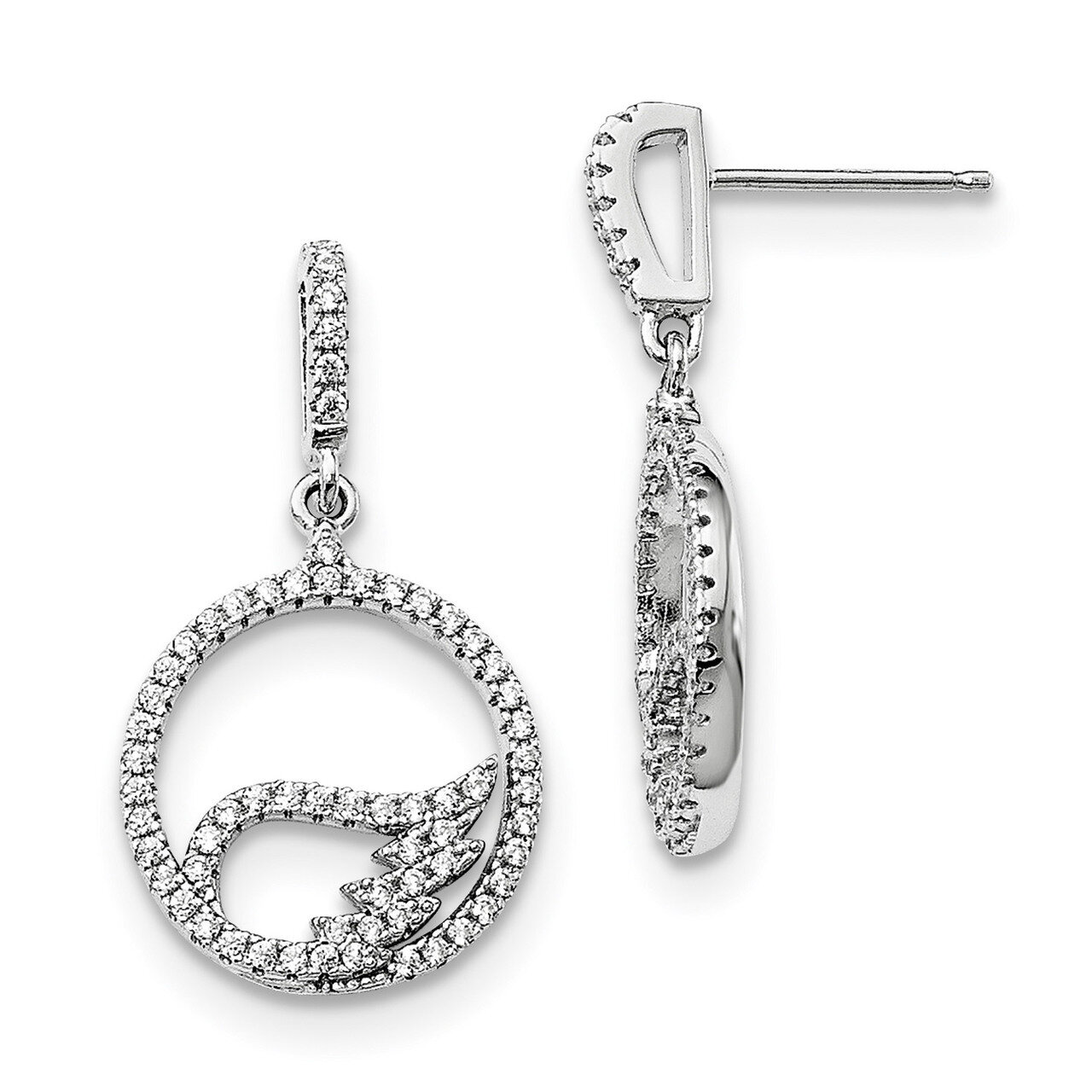 Wings Earrings Sterling Silver CZ QMP1430, MPN: QMP1430, 191101072420