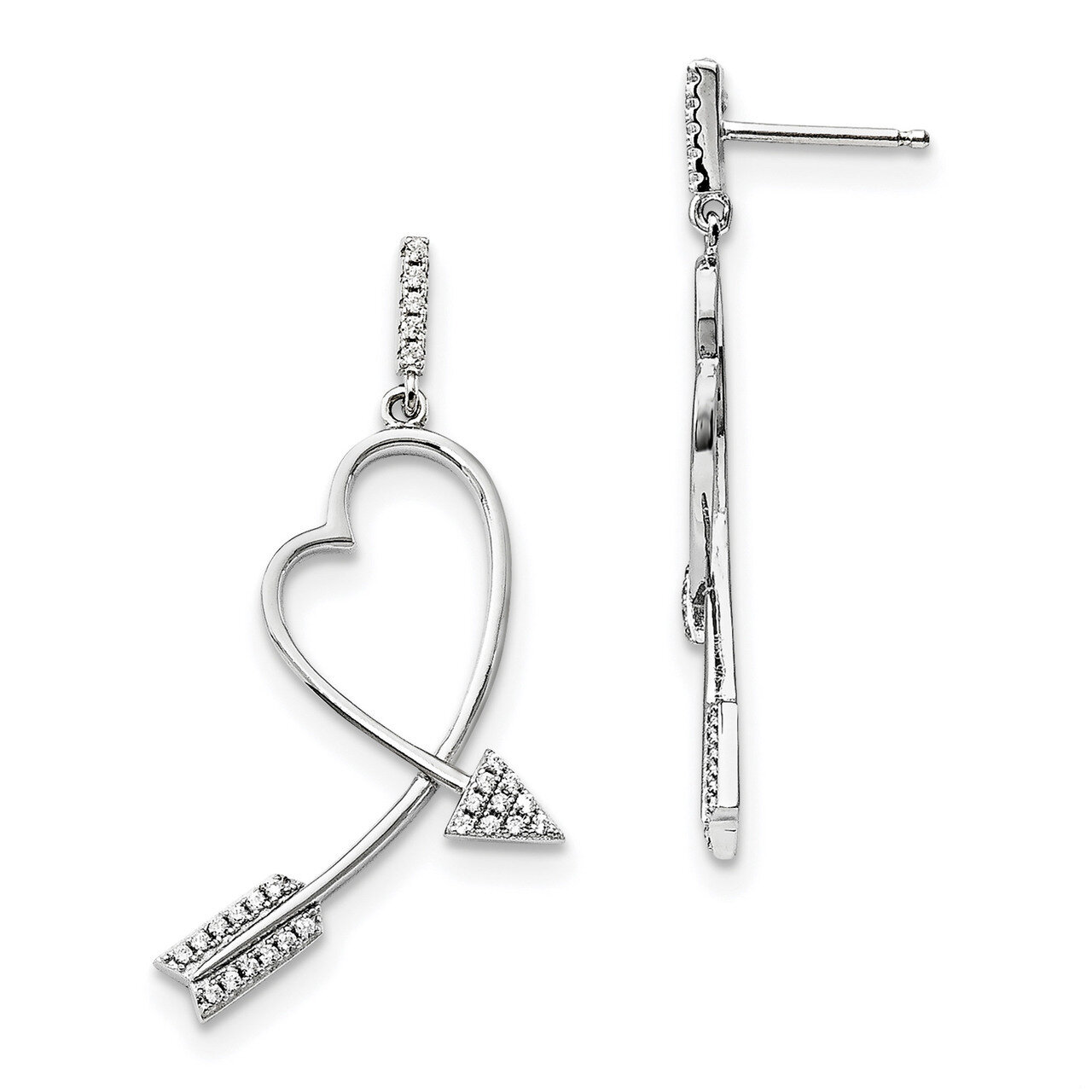 Arrow Heart Earrings Sterling Silver CZ QMP1454, MPN: QMP1454, 191101075612
