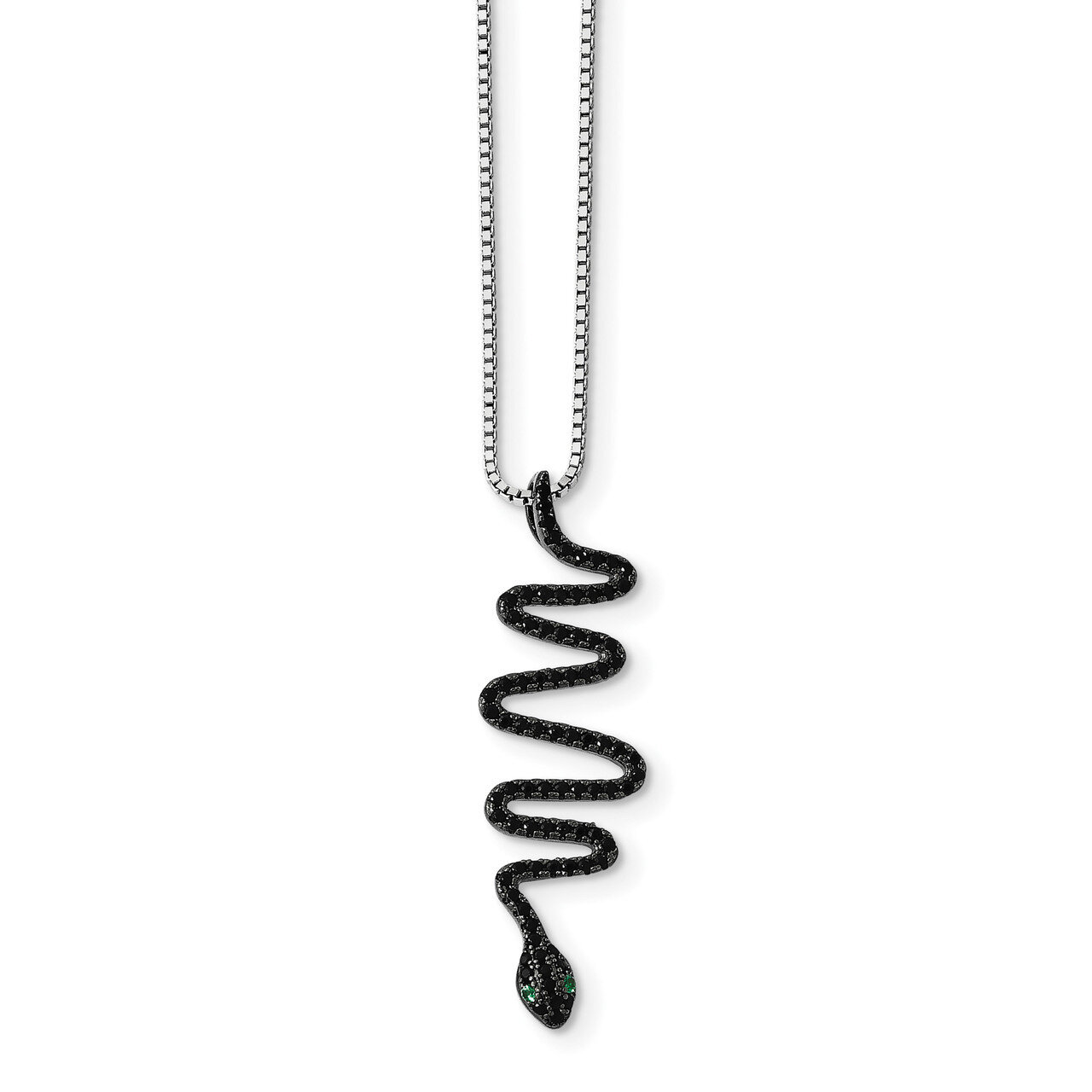 Green&Black Spinel Snake Necklace Sterling Silver QMP1458-18