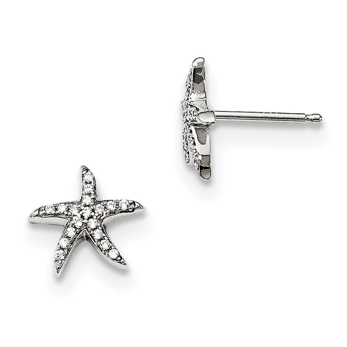 Starfish Earrings Sterling Silver CZ QMP1464, MPN: QMP1464, 191101075735