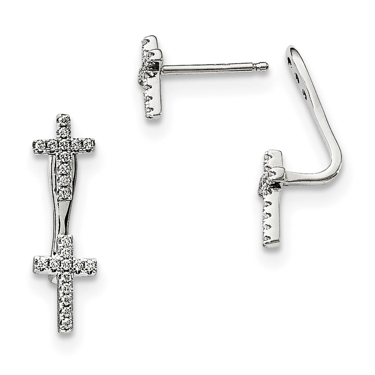 Cross Earrings Sterling Silver CZ QMP1466, MPN: QMP1466, 191101075759