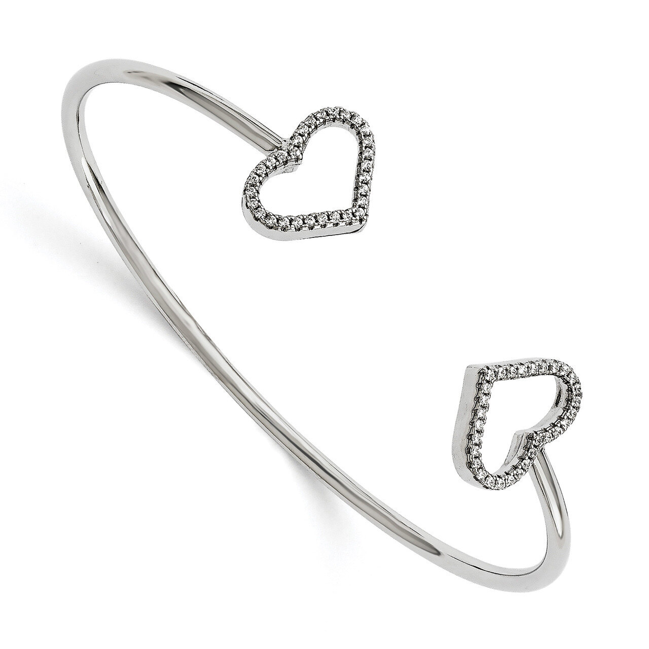 Hearts Bangle Sterling Silver CZ QMP1468