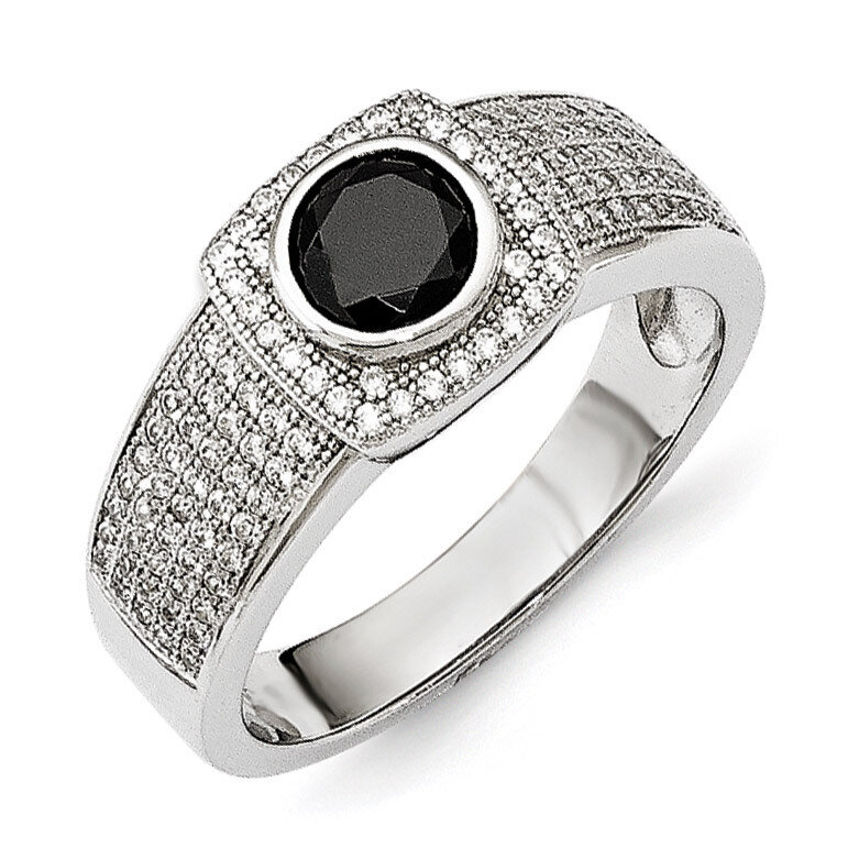 Black Spinel Men&#39;S Ring Sterling Silver CZ QMP1469-10, MPN: QMP1469, 191101075797