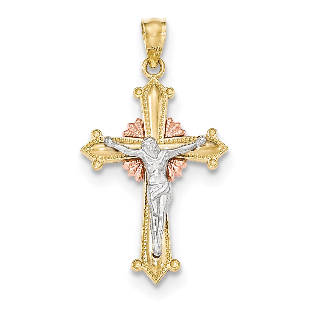 Crucifix Pendant 14k with Rose Gold Polished K5576