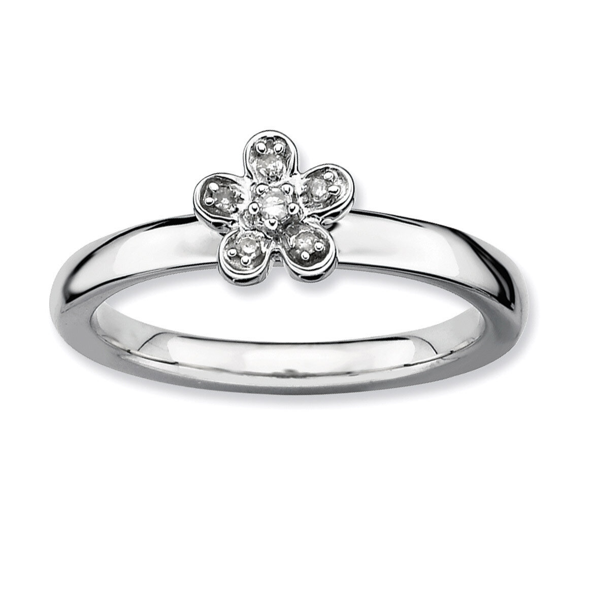 Flower Diamond Ring Sterling Silver QSK336-5