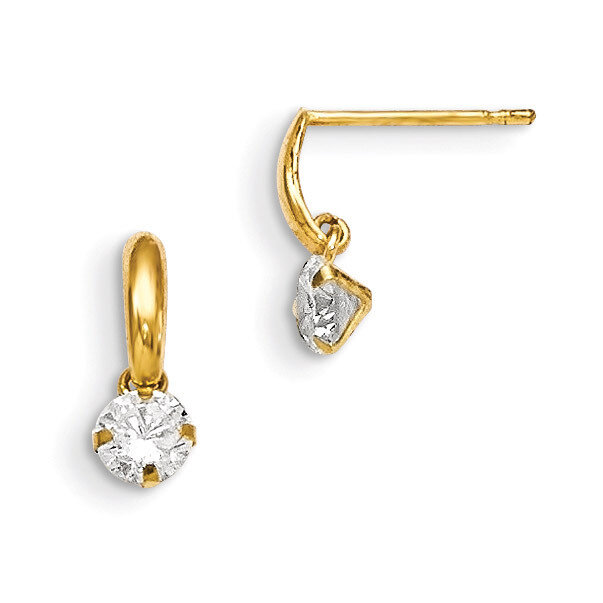 CZ Children&#39;S Dangle Post Earrings 14k Gold GK629, MPN: GK629, 191101455575