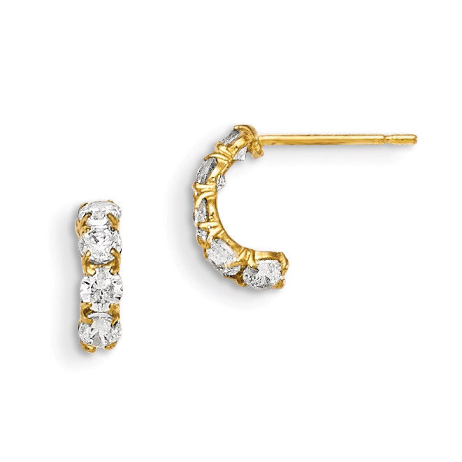 CZ Children&#39;S Five Stone Hinged Hoop Post Earrings 14k Gold GK631, MPN: GK631, 191101456930