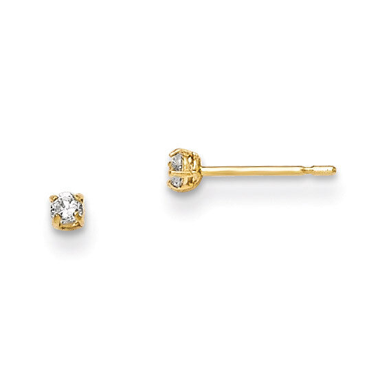 2Mm Round CZ Basket Set Stud Earrings 14k Gold GK659, MPN: GK659, 191101366604