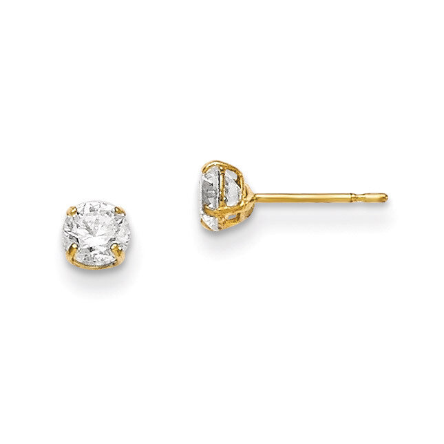 4Mm Round CZ Basket Set Stud Earrings 14k Gold GK662, MPN: GK662, 191101455582