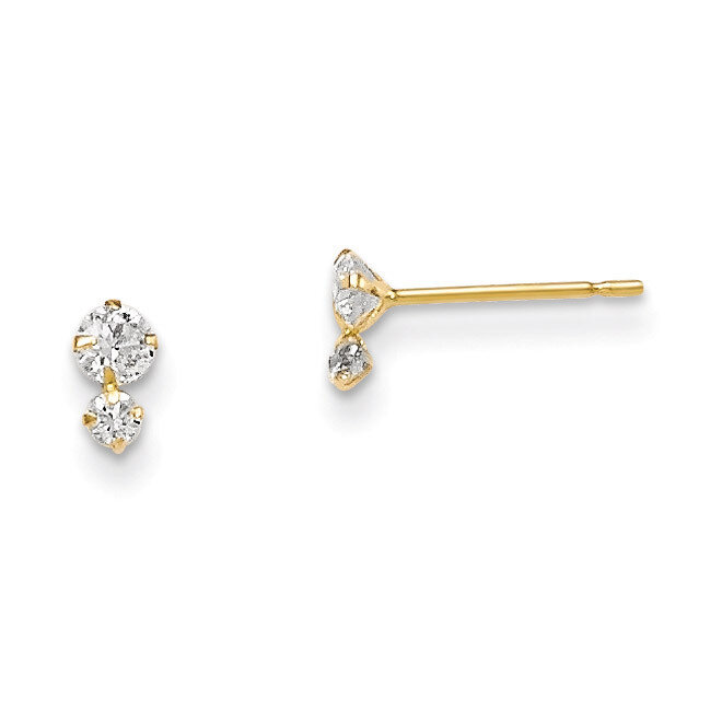 CZ Children&#39;S Post Earrings 14k Gold GK669, MPN: GK669, 191101365065