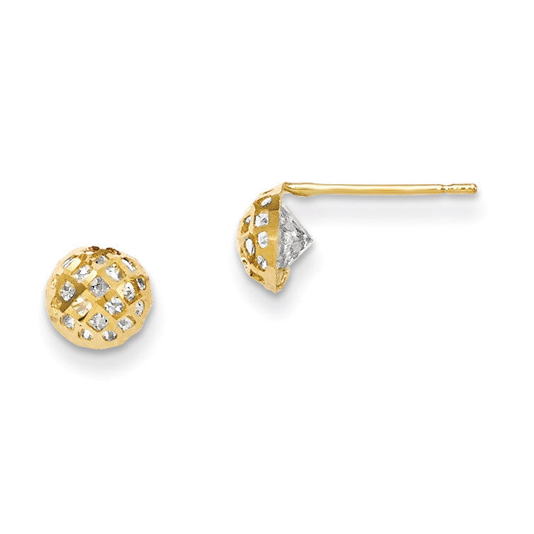 CZ Diamond-Cut Children&#39;S Half Ball Post Earrings 14k Gold GK670, MPN: GK670, 191101460074