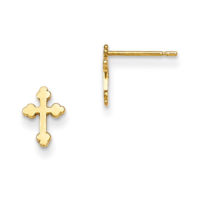 Children&#39;S Cross Post Earrings 14k Gold GK682, MPN: GK682, 886774342733