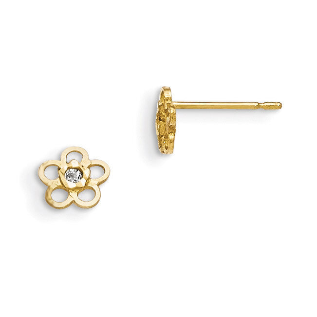 CZ Diamond-Cut Children&#39;S Flower Post Earrings 14k Gold GK801, MPN: GK801, 191101458262
