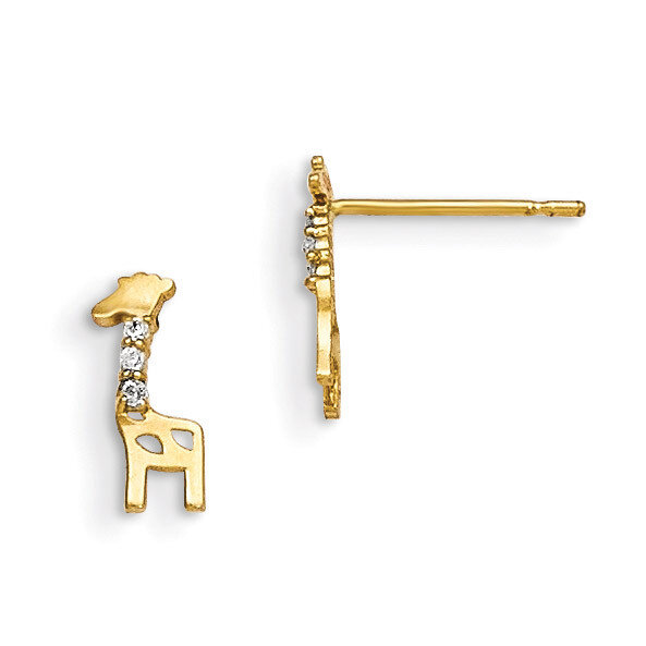 CZ Children'S Giraffe Post Earrings 14k Gold GK821