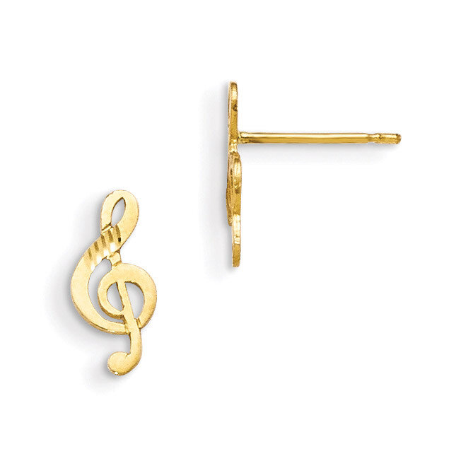 Diamond-Cut Children&#39;S Music Note Post Earrings 14k Gold GK837, MPN: GK837, 191101079979